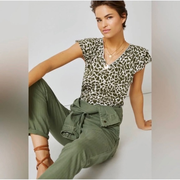 Maeve Tops - Maeve Anthropologie Catie Ruffled Sleeve T-Shirt Size Medium